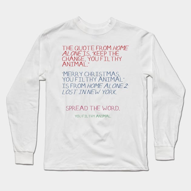 Home Alone - get it right Long Sleeve T-Shirt by JennyGreneIllustration